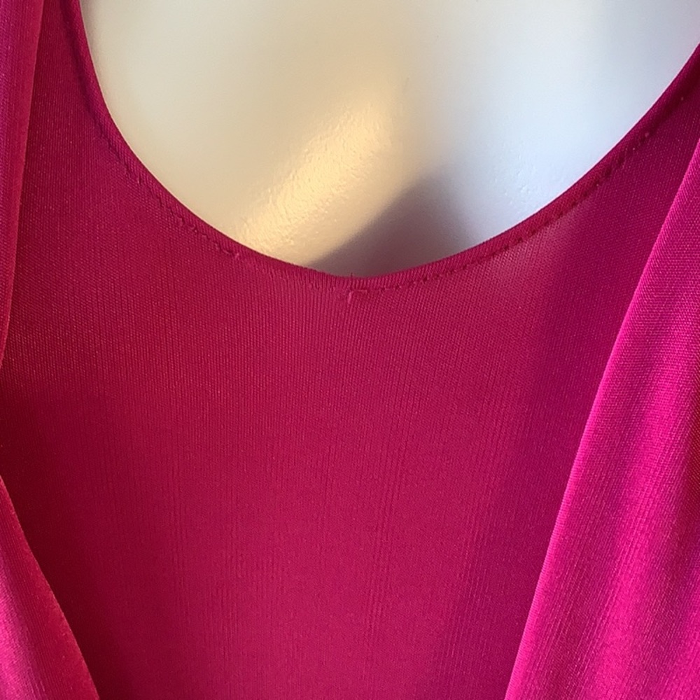 WHY Plus Size 21/22 Pink Beaded Shoulder Drop Waist Long Sleeve Evening Dress - Picture 11 of 12